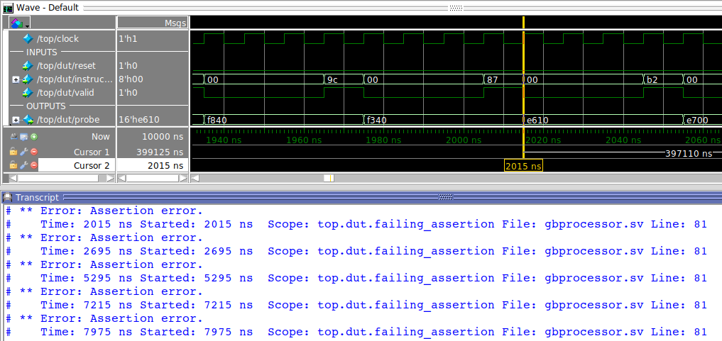 Failing assertion